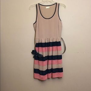 Pale pink dress with striped skirt